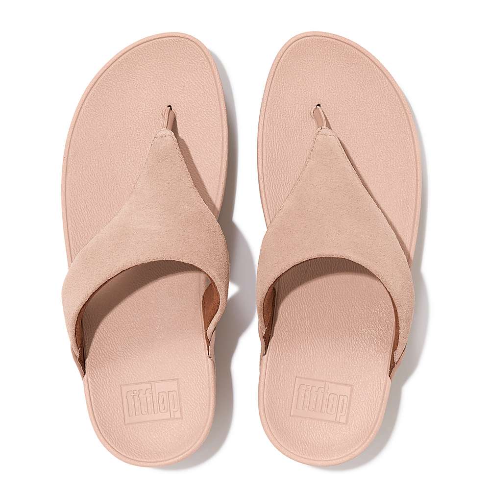 Women's Fitflop LULU Suede Toe-Post Sandals Beige | Ireland-83129