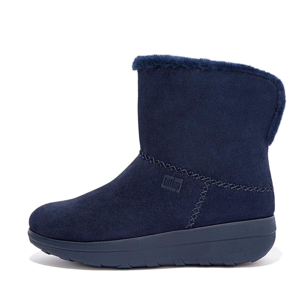 Women's Fitflop MUKLUK SHORTY Shearling-Lined Suede Winter Boots Navy | Ireland-53806