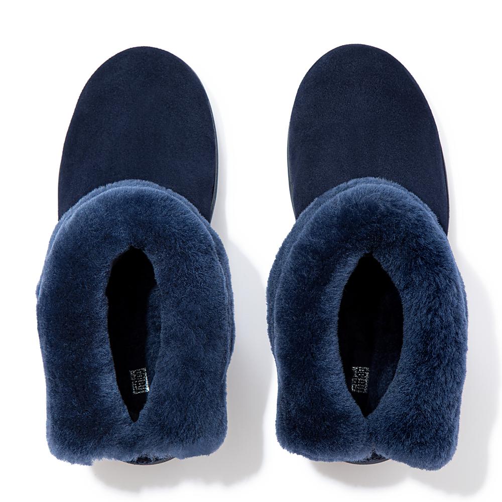 Women's Fitflop MUKLUK SHORTY Shearling-Lined Suede Winter Boots Navy | Ireland-53806