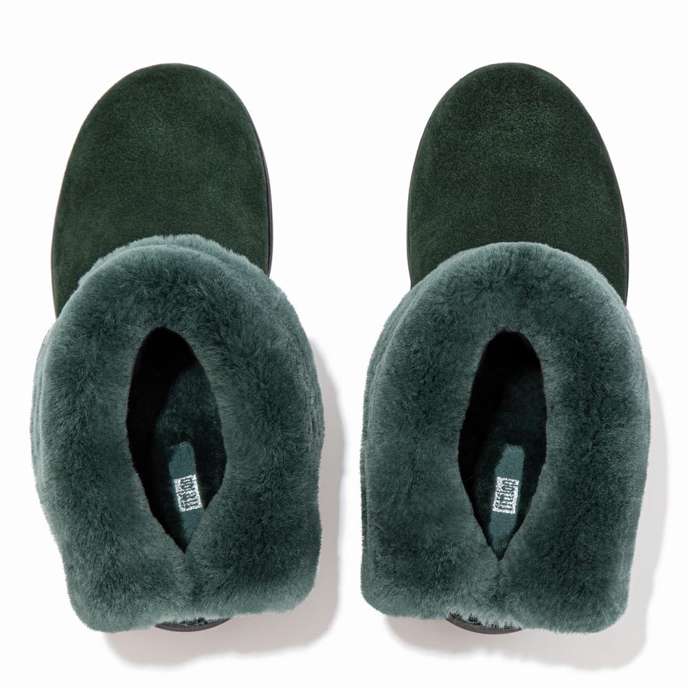 Women's Fitflop MUKLUK SHORTY Shearling-Lined Suede Winter Boots Green | Ireland-68107