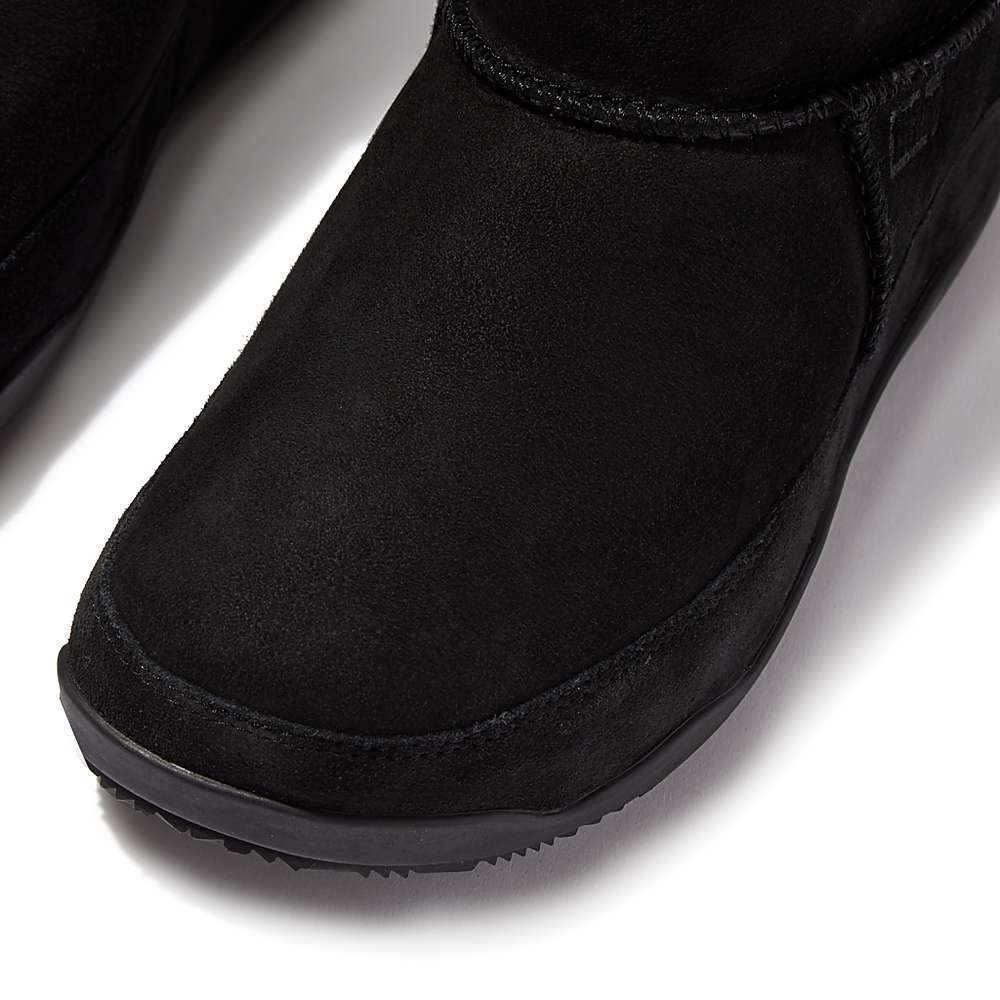 Women's Fitflop Original MUKLUK SHORTY Double-Faced Shearling Winter Boots Black | Ireland-04638