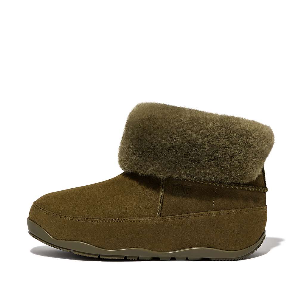 Women's Fitflop Original MUKLUK SHORTY Double-Faced Shearling Winter Boots Olive | Ireland-73201