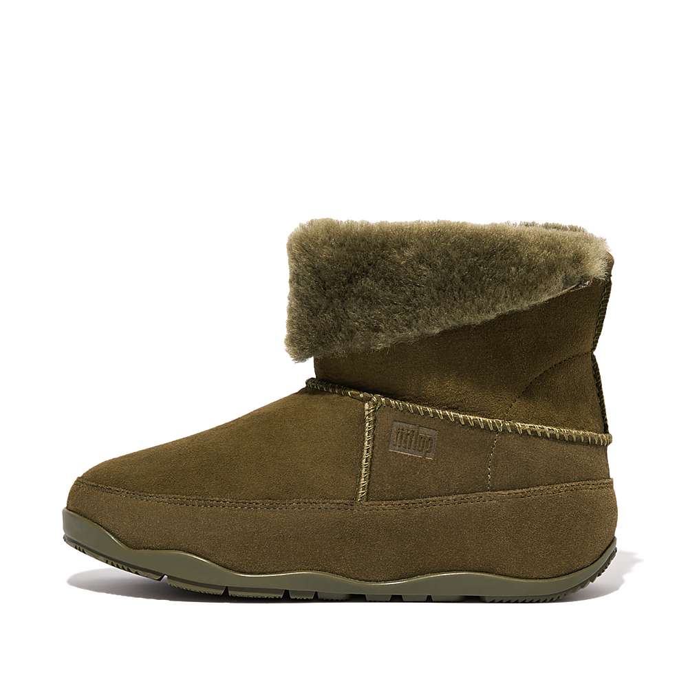 Women's Fitflop Original MUKLUK SHORTY Double-Faced Shearling Winter Boots Olive | Ireland-73201