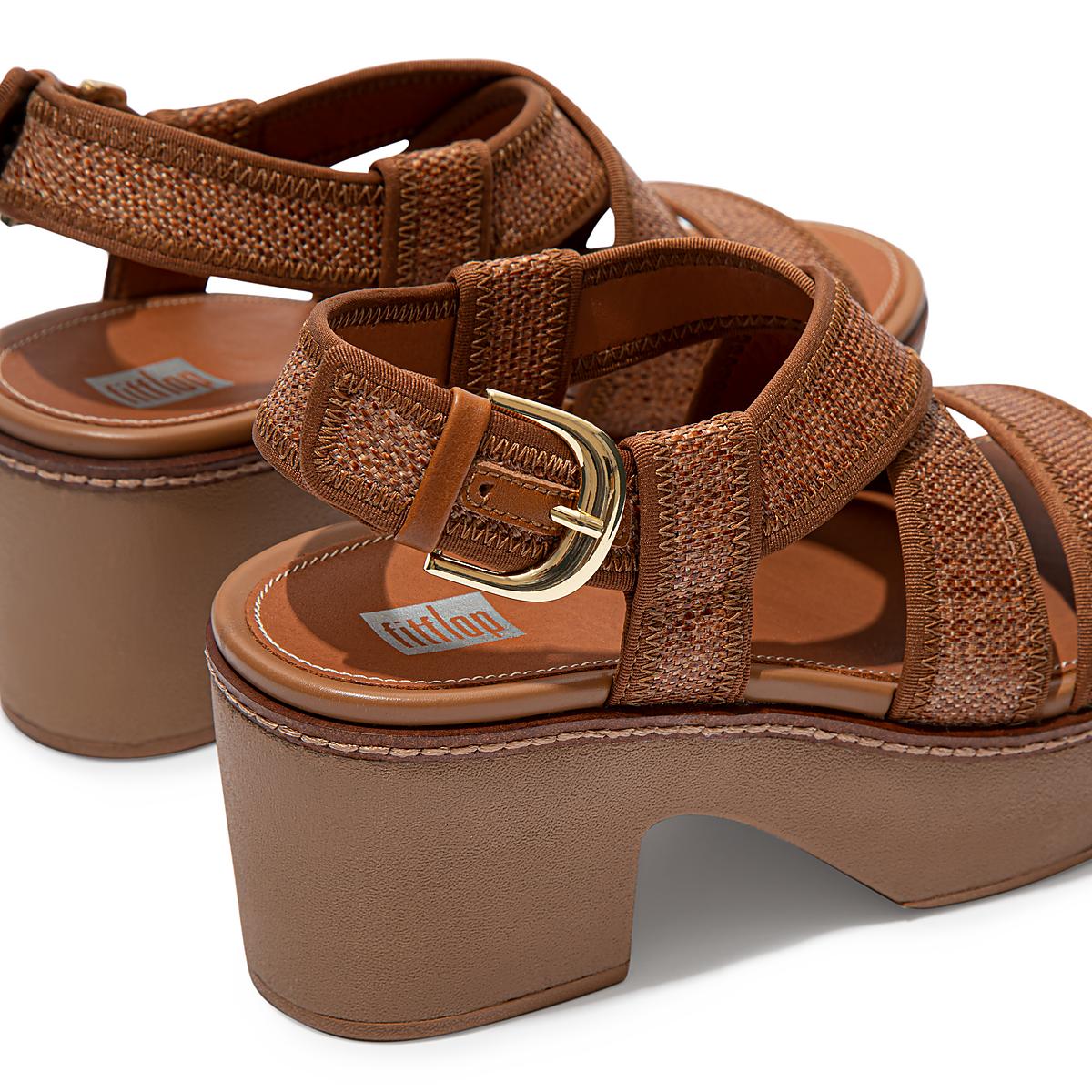 Women's Fitflop PILAR Woven Back-Strap Platform Sandals Light Brown | Ireland-40268