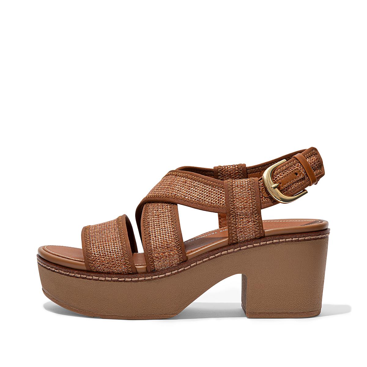 Women\'s Fitflop PILAR Woven Back-Strap Platform Sandals Light Brown | Ireland-40268