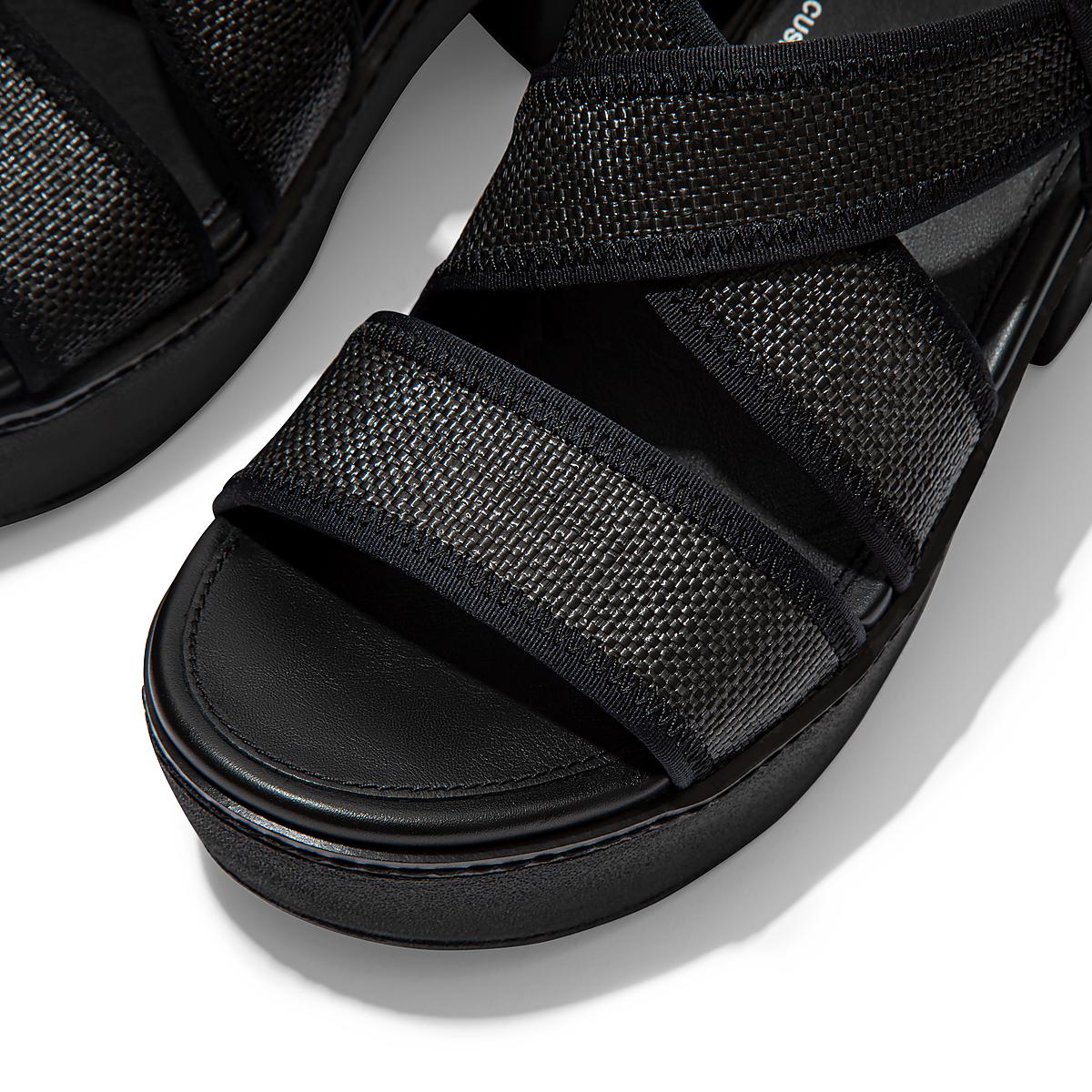 Women's Fitflop PILAR Woven Back-Strap Platform Sandals Black | Ireland-40385