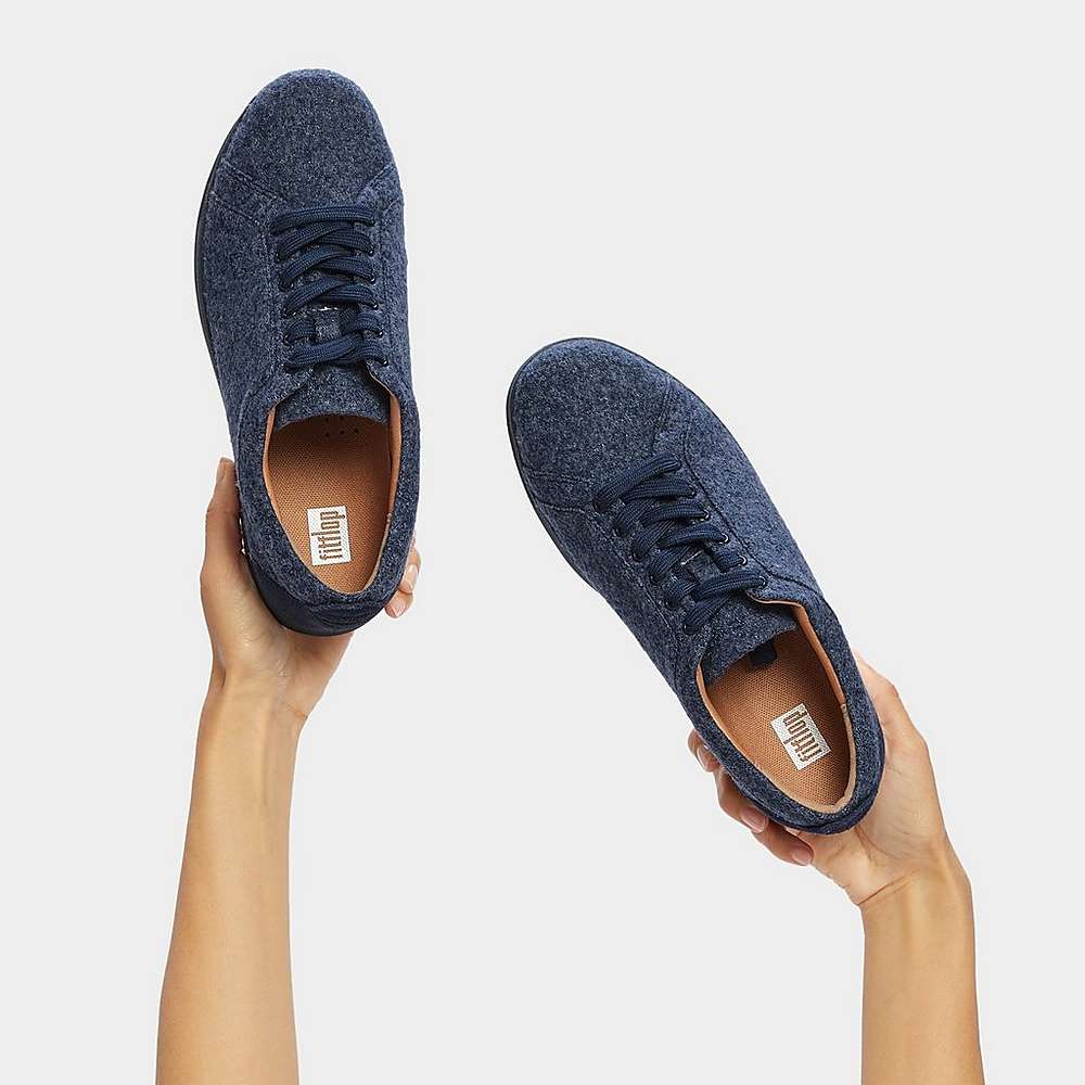 Women's Fitflop RALLY E01 Merino Wool-Mix Trainers Navy | Ireland-65872