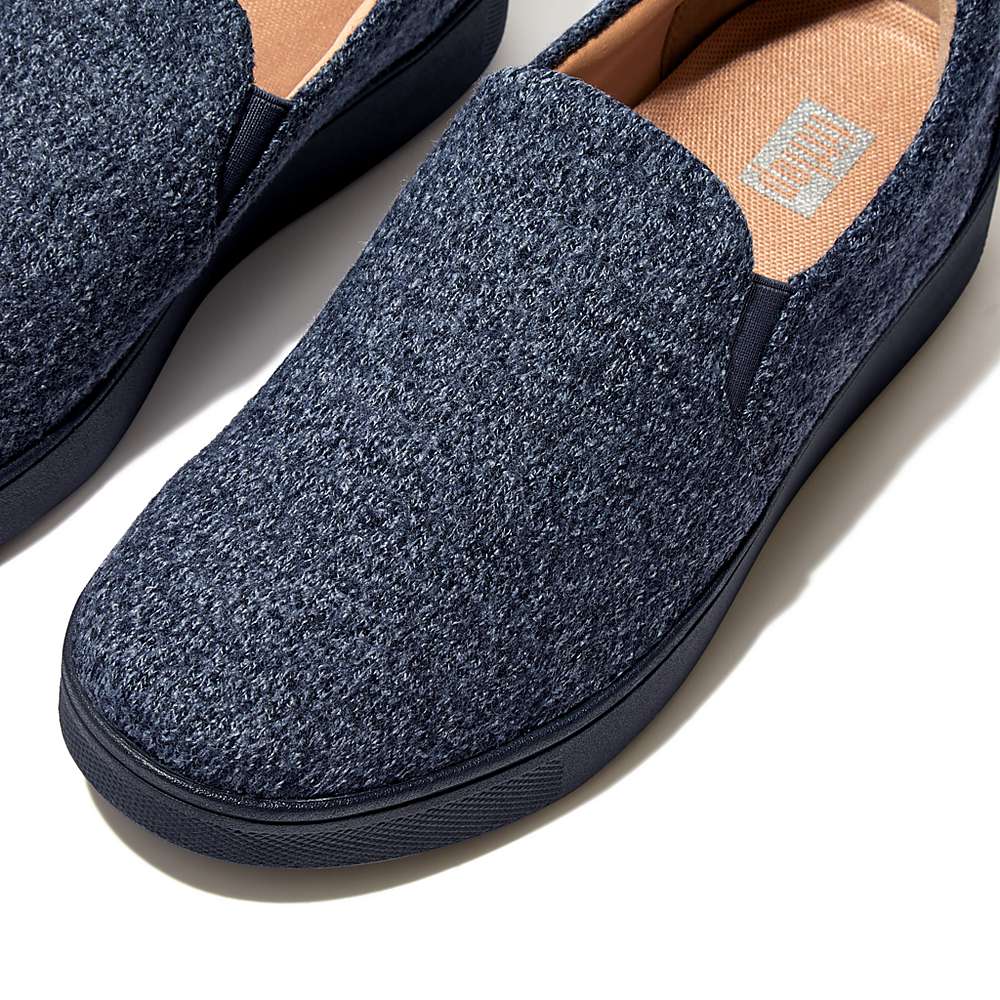 Women's Fitflop RALLY E01 Merino Wool-Mix Skate Trainers Navy | Ireland-83692