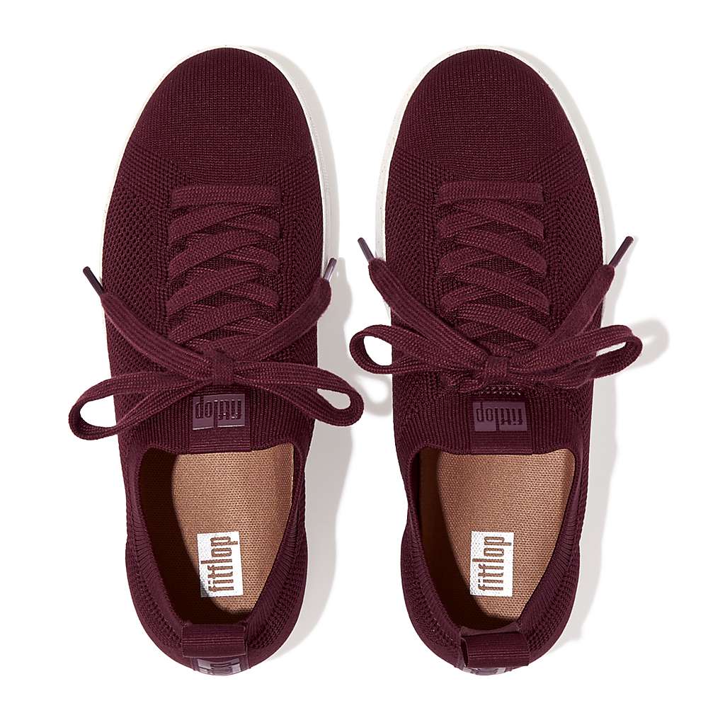 Women's Fitflop RALLY E01 Multi-Knit Trainers Burgundy | Ireland-70216