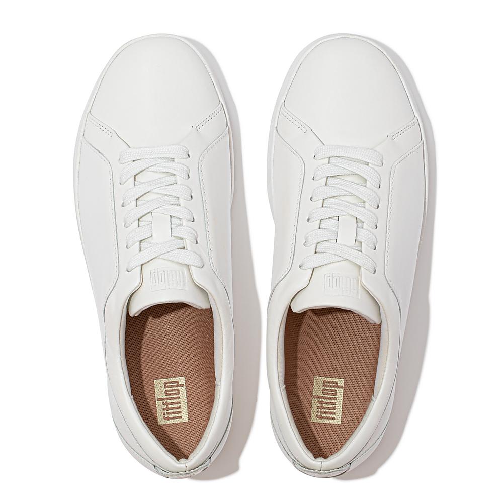 Women's Fitflop RALLY Leather Trainers White | Ireland-69280