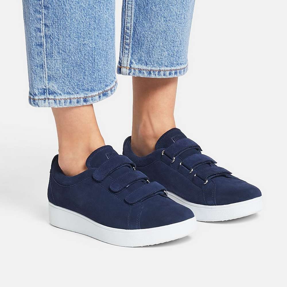 Women's Fitflop RALLY Strap Suede Trainers Navy | Ireland-12705