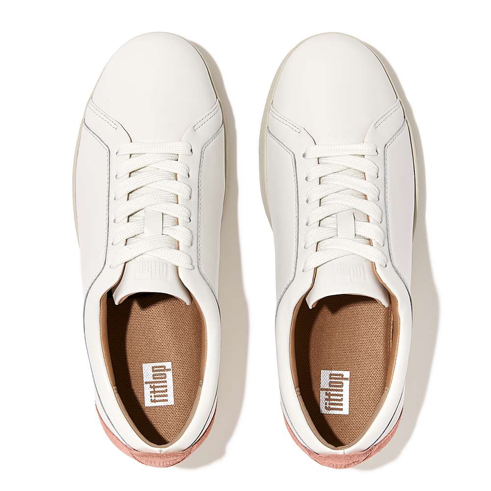 Women's Fitflop RALLY Suede-Back Leather Trainers White | Ireland-79465