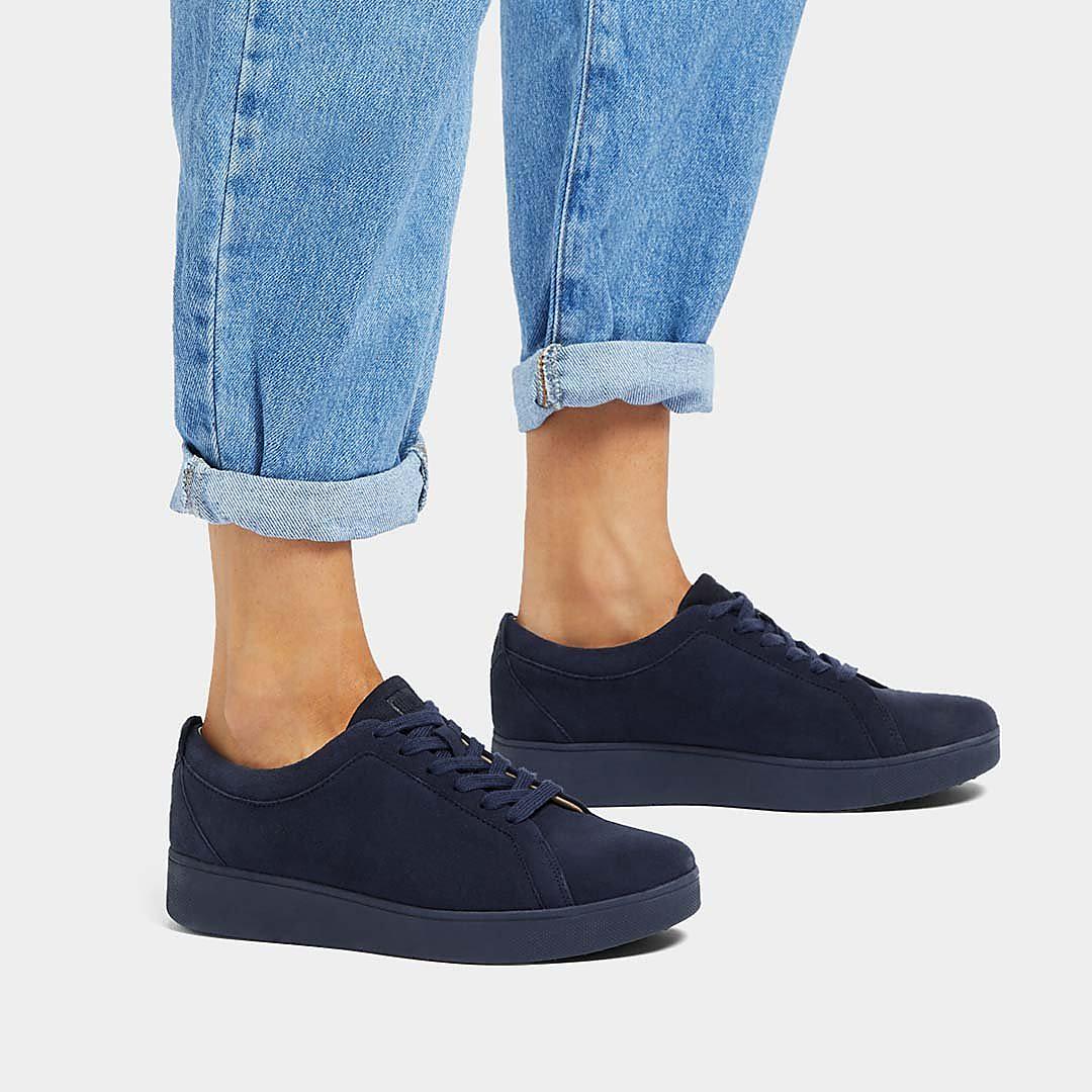 Women's Fitflop RALLY Suede Trainers Navy | Ireland-81937