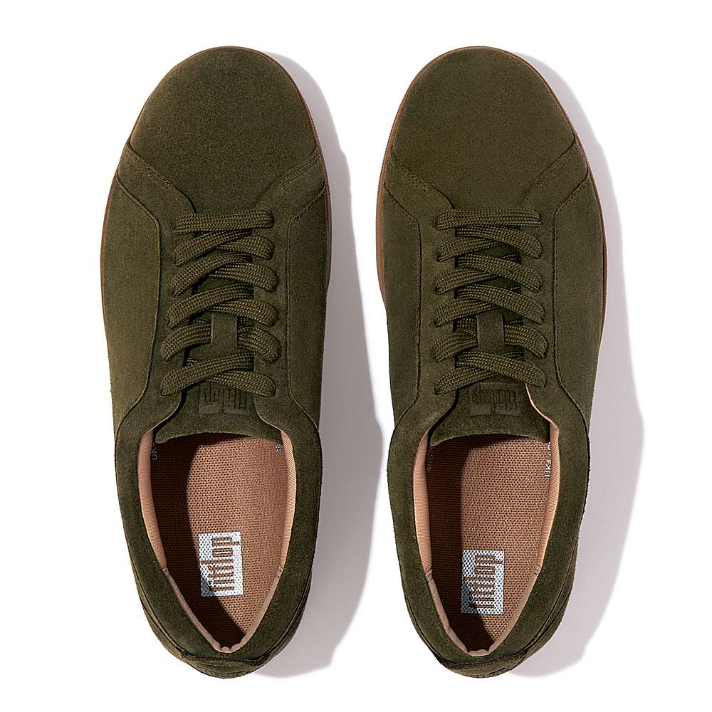 Women's Fitflop RALLY Suede Trainers Olive | Ireland-06479