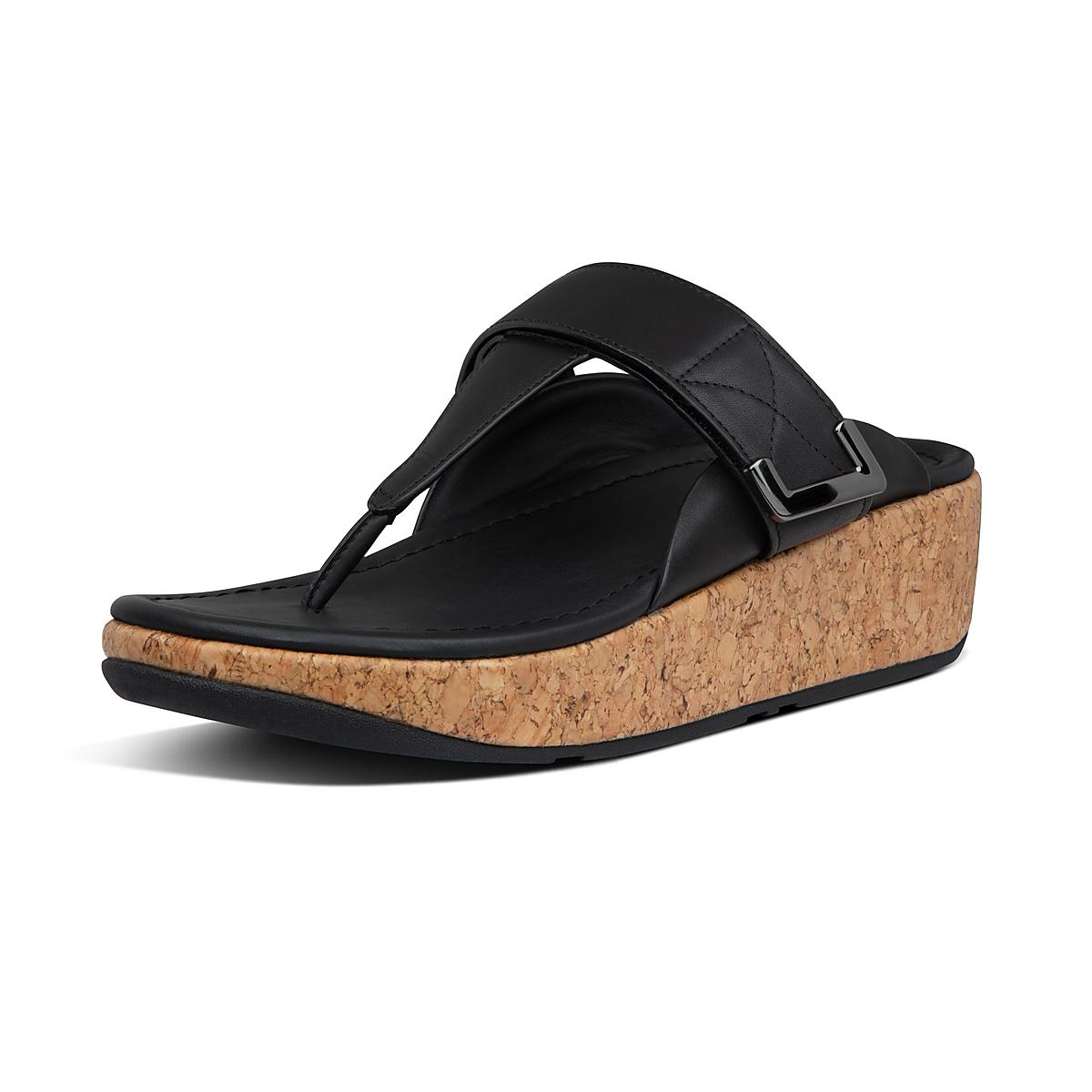 Women's Fitflop REMI Adjustable Leather Sandals Black | Ireland-27856