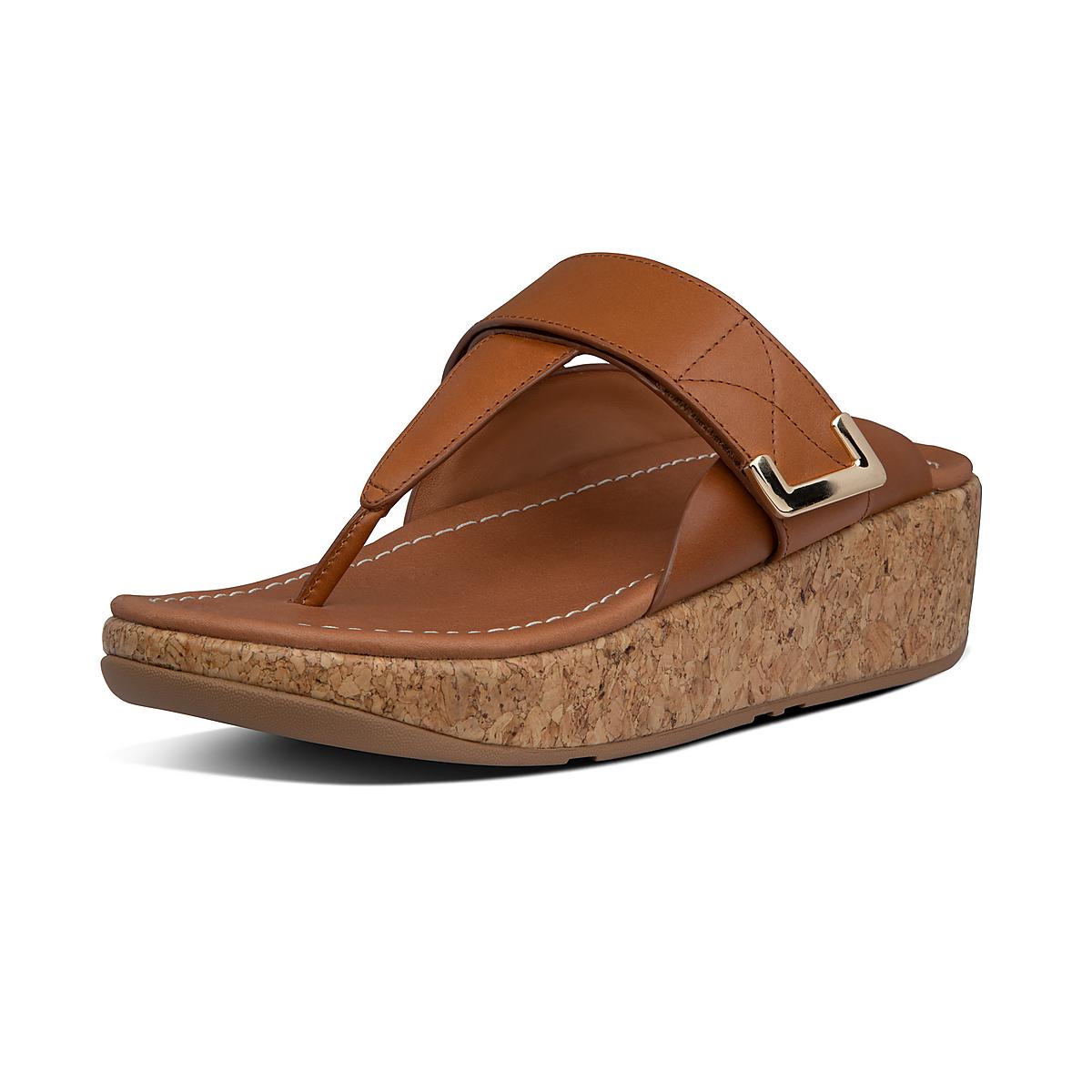 Women's Fitflop REMI Adjustable Leather Sandals Light Brown | Ireland-27943