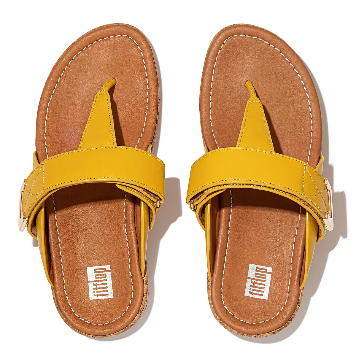 Women's Fitflop REMI Adjustable Toe-Post Sandals Orange Yellow | Ireland-71049