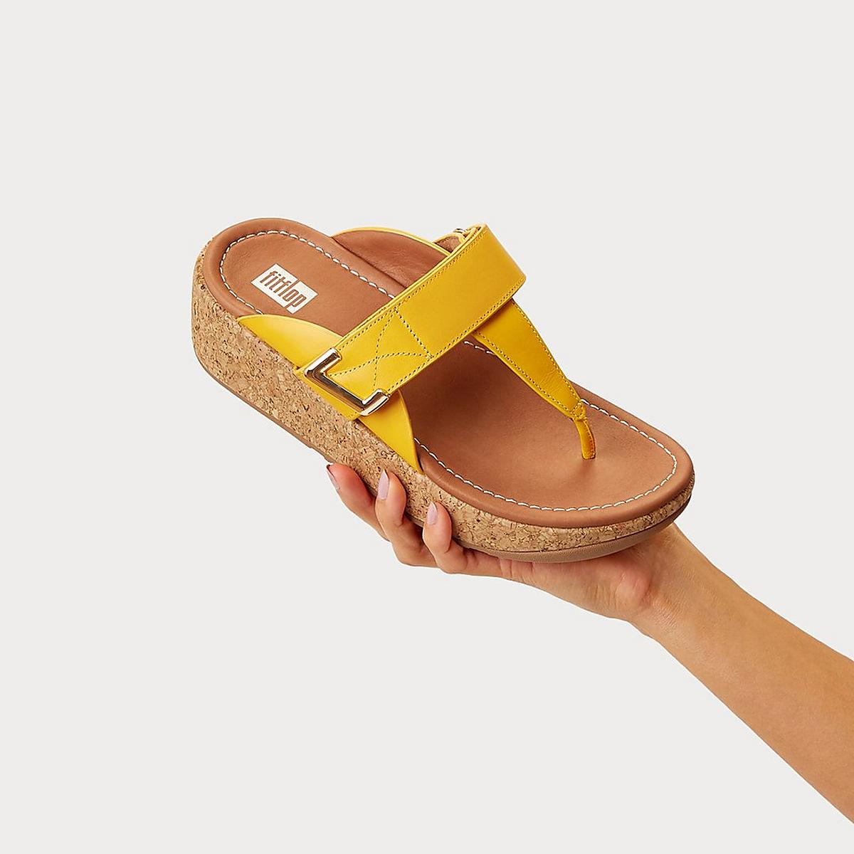 Women's Fitflop REMI Adjustable Toe-Post Sandals Orange Yellow | Ireland-71049