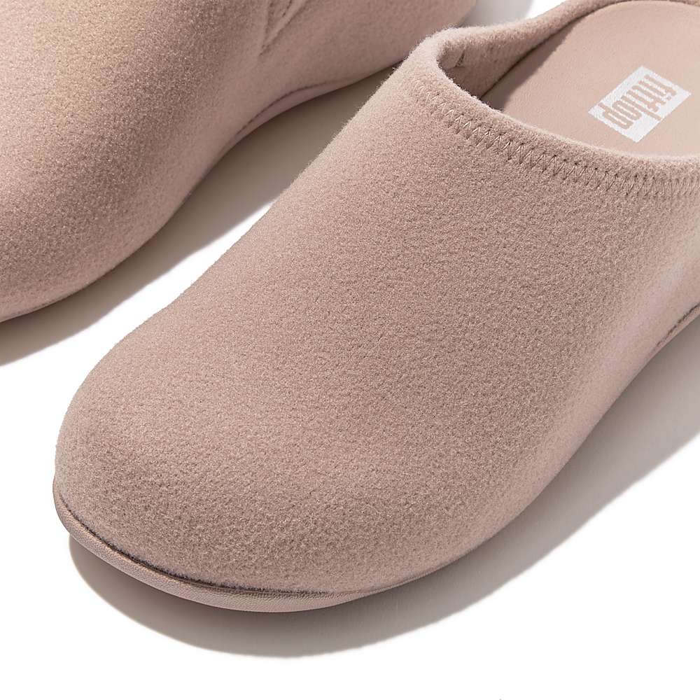 Women's Fitflop SHUV Cushy Felt Clog Slippers Beige | Ireland-30126