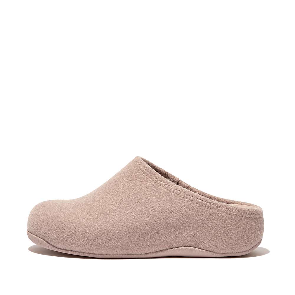 Women\'s Fitflop SHUV Cushy Felt Clog Slippers Beige | Ireland-30126