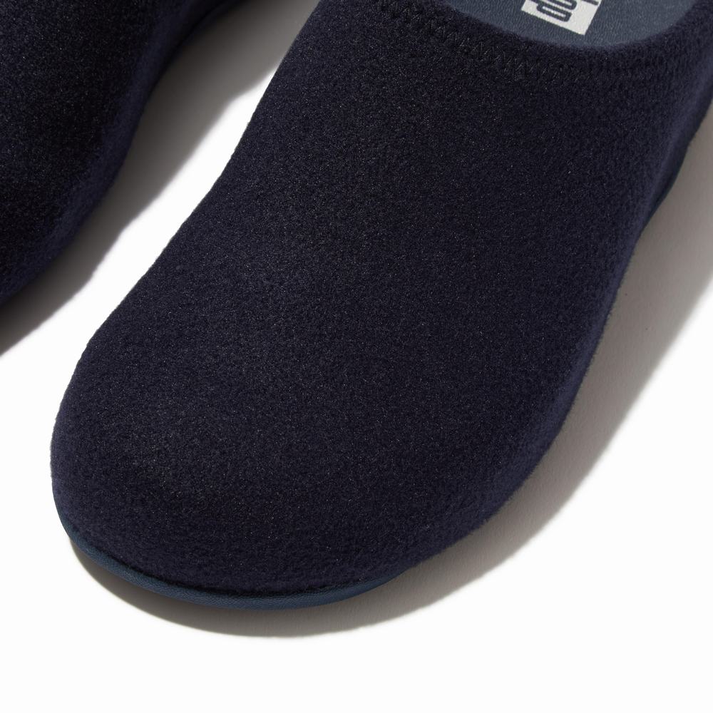 Women's Fitflop SHUV Cushy Felt Clog Slippers Navy | Ireland-35912