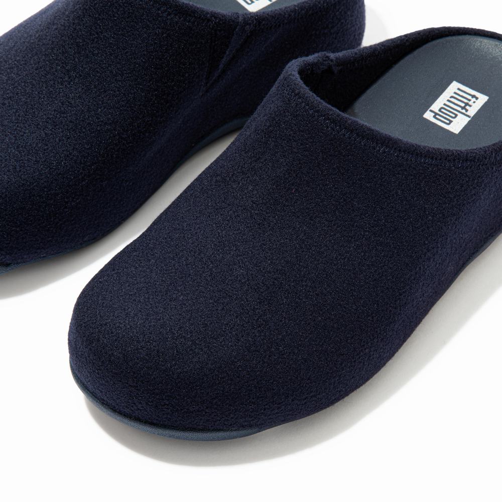 Women's Fitflop SHUV Cushy Felt Clog Slippers Navy | Ireland-35912