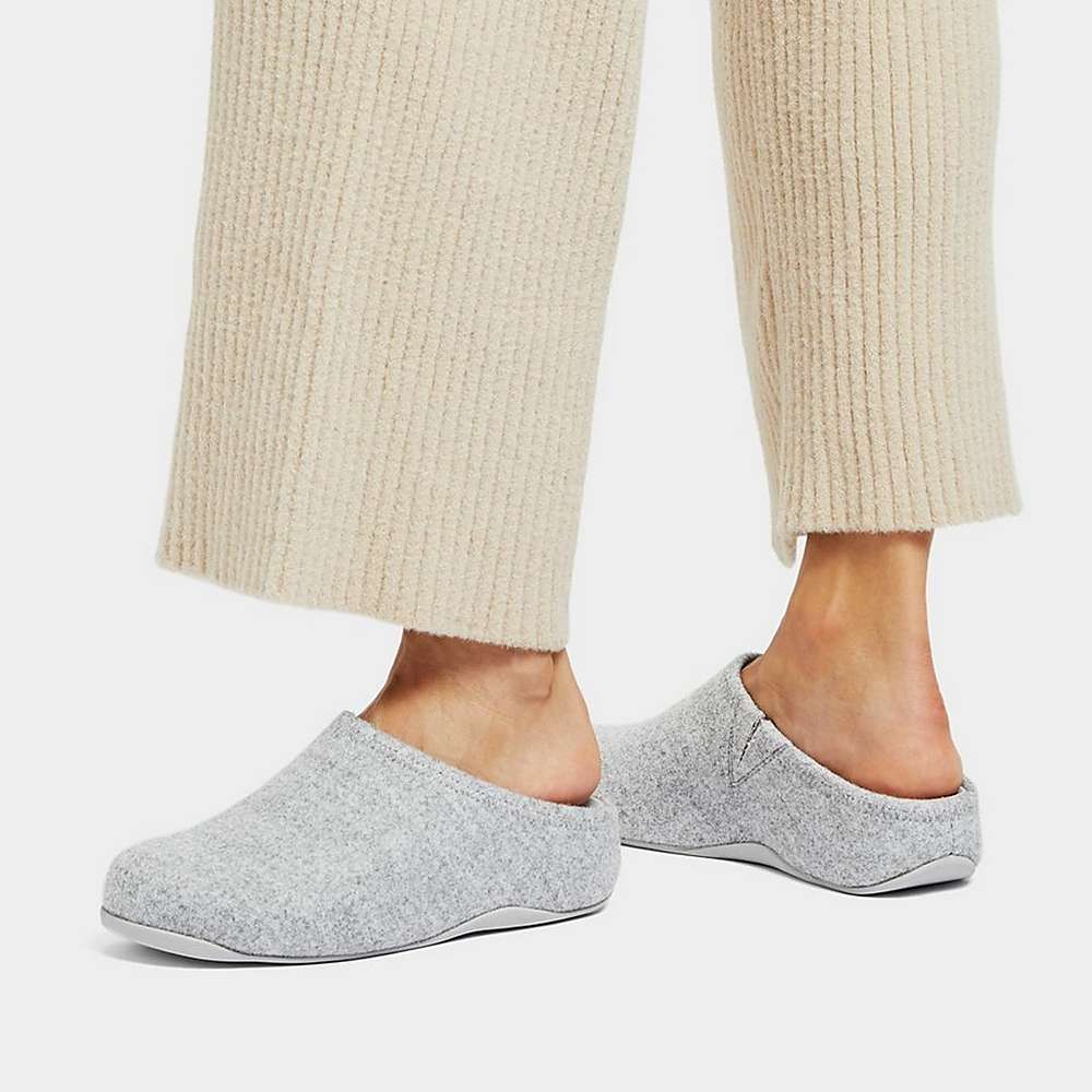 Women's Fitflop SHUV Cushy Felt Clog Slippers Grey | Ireland-57806