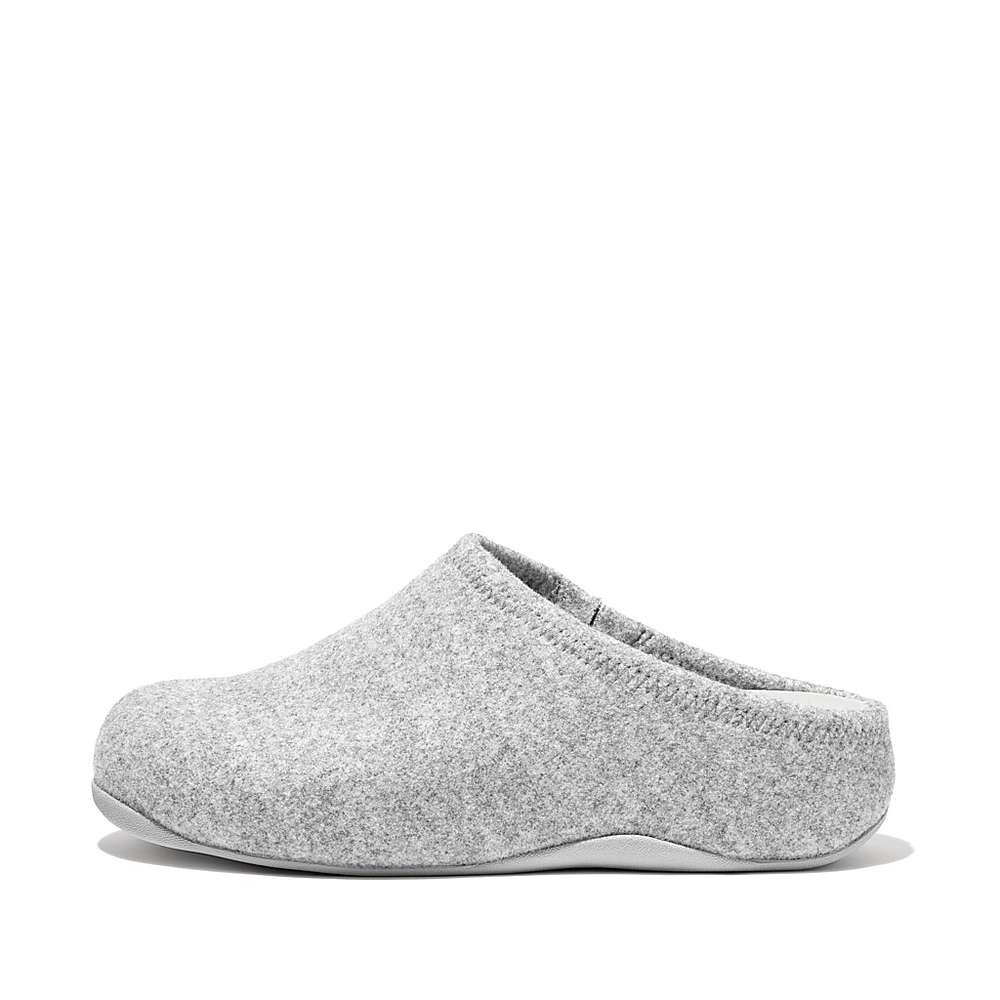 Women\'s Fitflop SHUV Cushy Felt Clog Slippers Grey | Ireland-57806