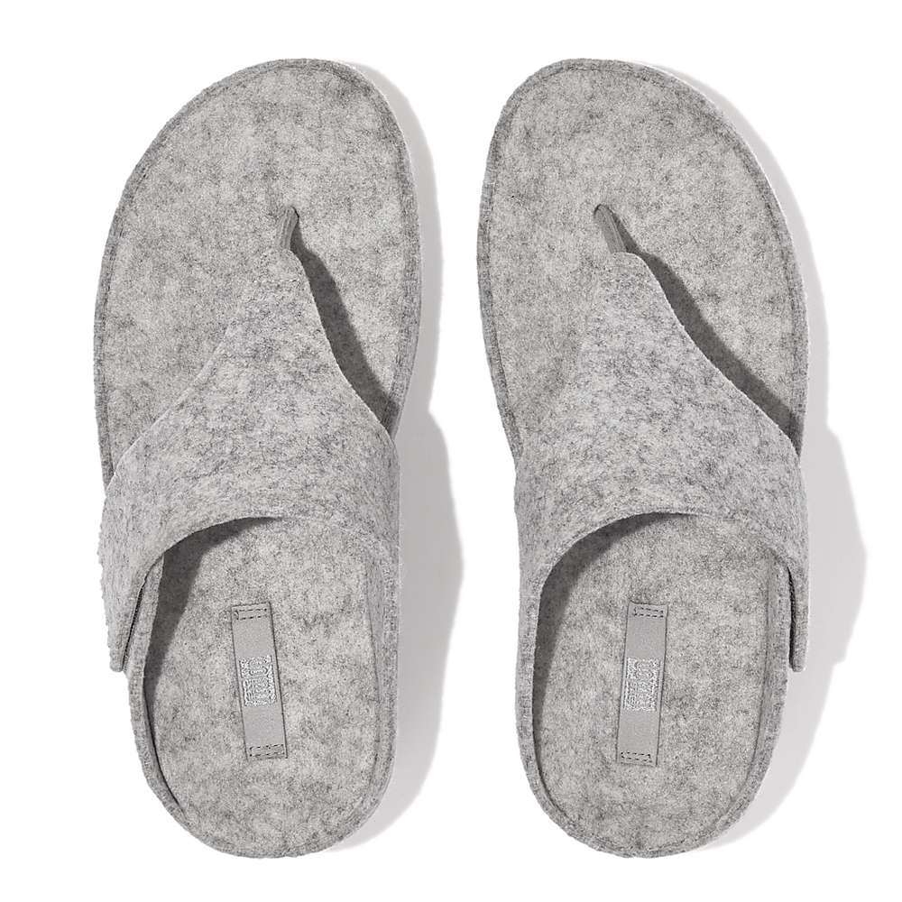 Women's Fitflop SHUV E01 Adjustable Felt Toe-Post Sandals Grey | Ireland-16423