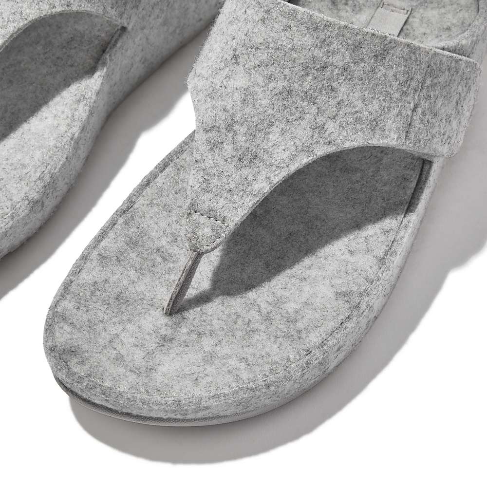 Women's Fitflop SHUV E01 Adjustable Felt Toe-Post Sandals Grey | Ireland-16423