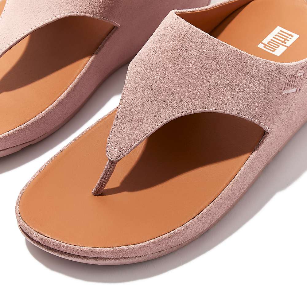 Women's Fitflop SHUV Suede Toe-Post Sandals Pink | Ireland-27894