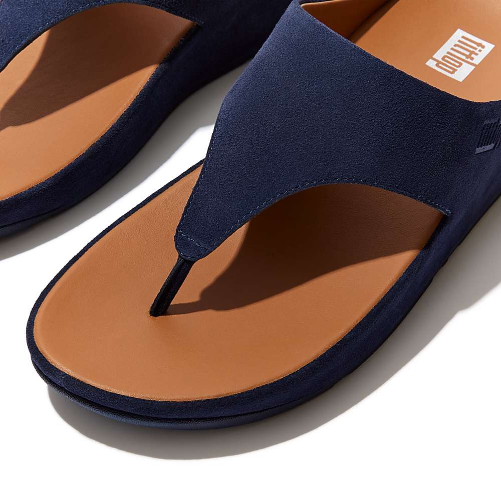 Women's Fitflop SHUV Suede Toe-Post Sandals Navy | Ireland-56197