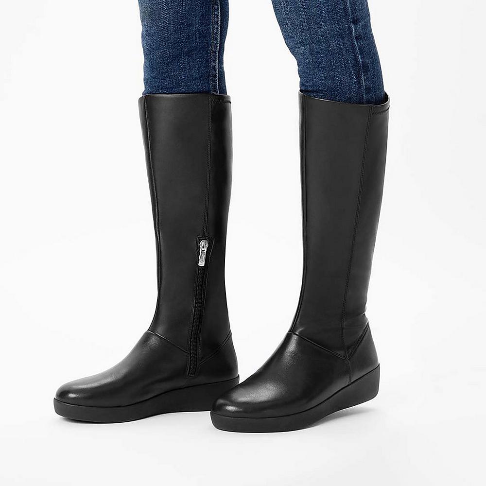 Women's Fitflop SUMI Stretch Knee High Boots Black | Ireland-86472