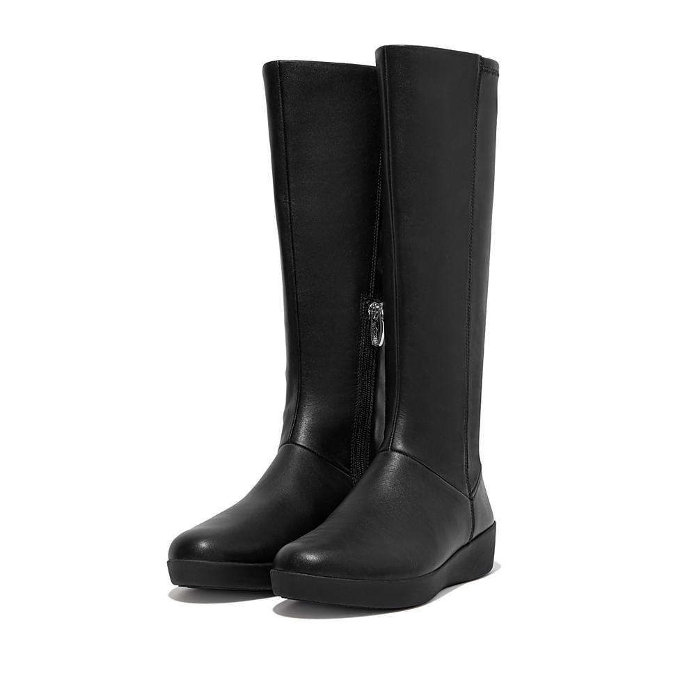 Women's Fitflop SUMI Stretch Knee High Boots Black | Ireland-86472