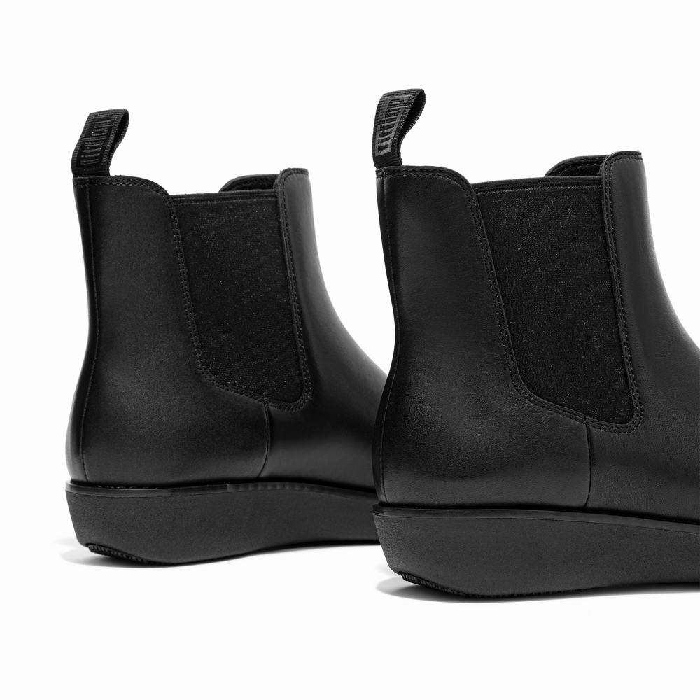 Women's Fitflop SUMI Waterproof Leather Chelsea Boots Black | Ireland-67490