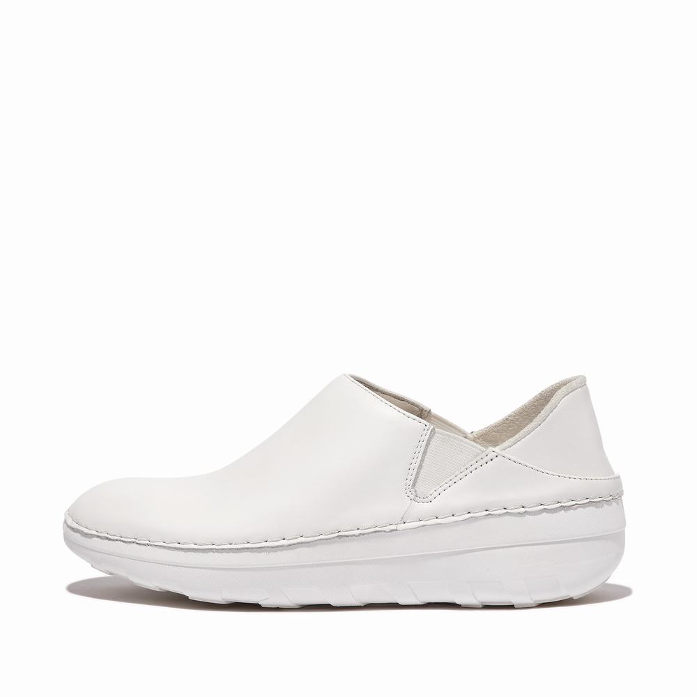 Women\'s Fitflop SUPERLOAFER Leather Loafers White | Ireland-21309