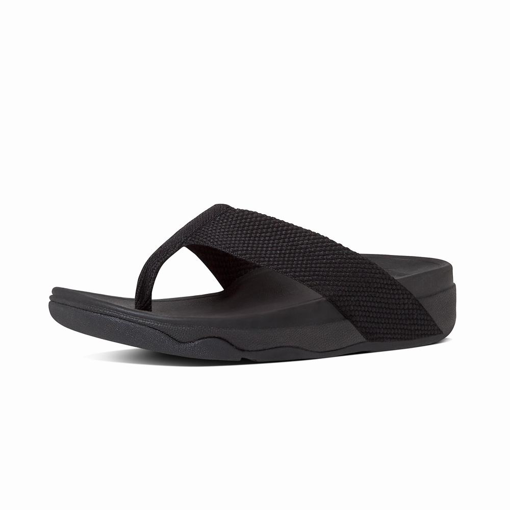 Women's Fitflop SURFA Toe-Post Sandals Black | Ireland-07362