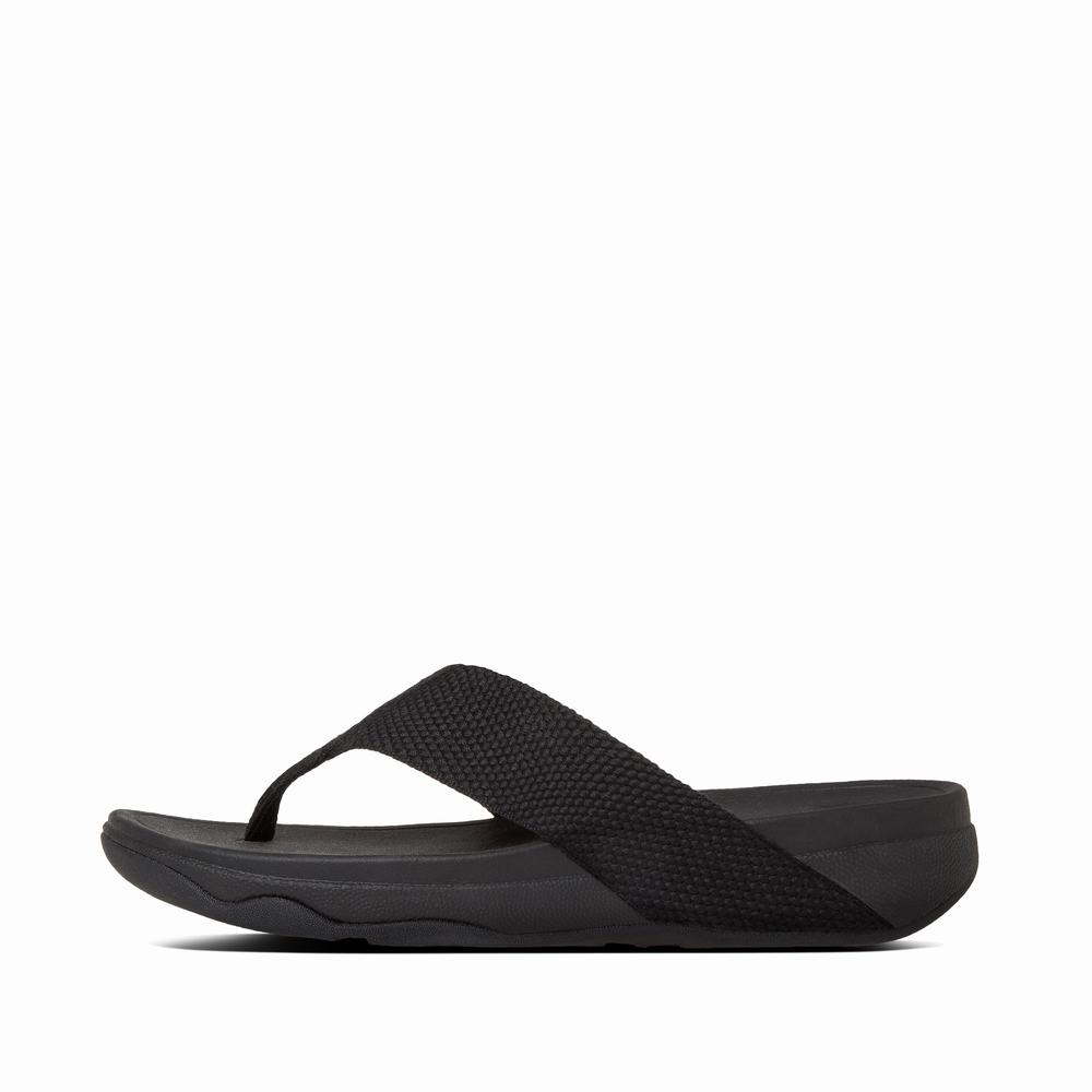 Women\'s Fitflop SURFA Toe-Post Sandals Black | Ireland-07362