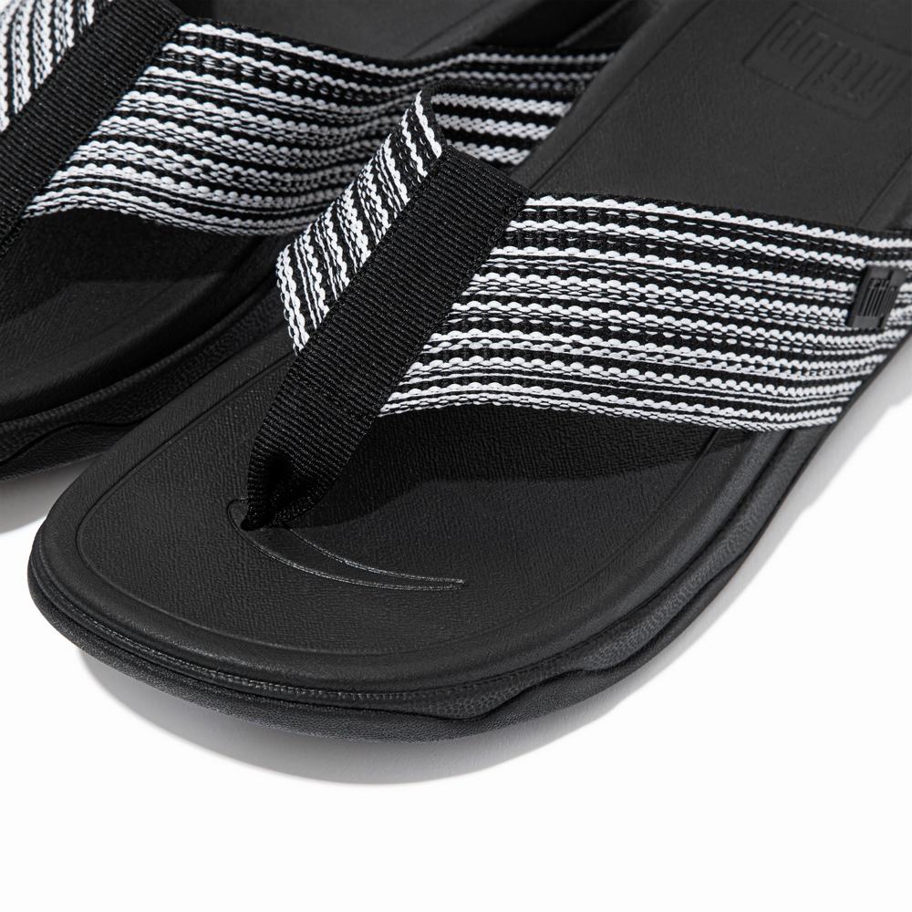 Women's Fitflop SURFA Toe-Post Sandals Black | Ireland-41253