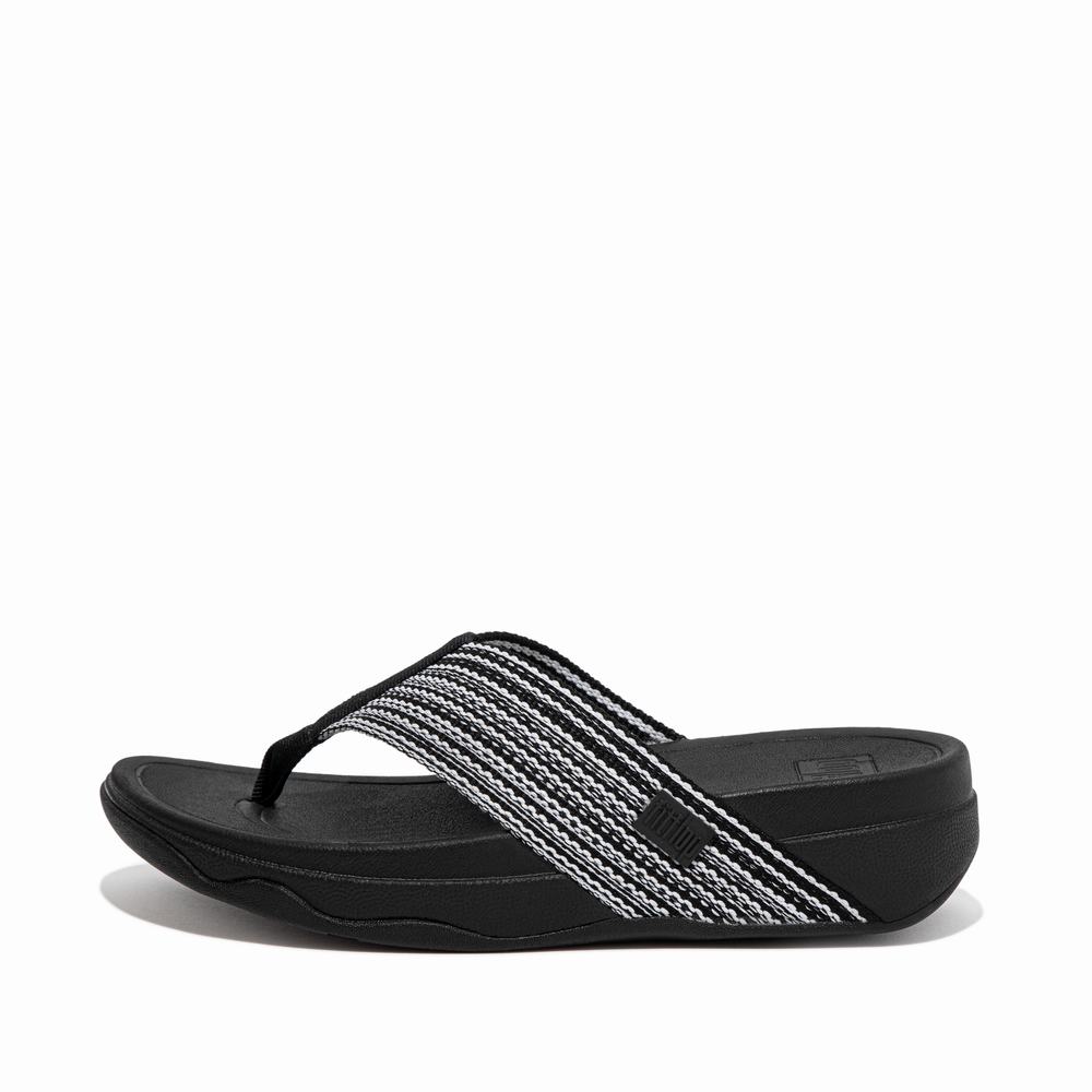 Women\'s Fitflop SURFA Toe-Post Sandals Black | Ireland-41253