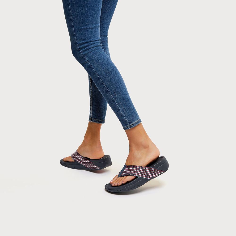 Women's Fitflop SURFA Toe-Post Sandals Navy | Ireland-61540