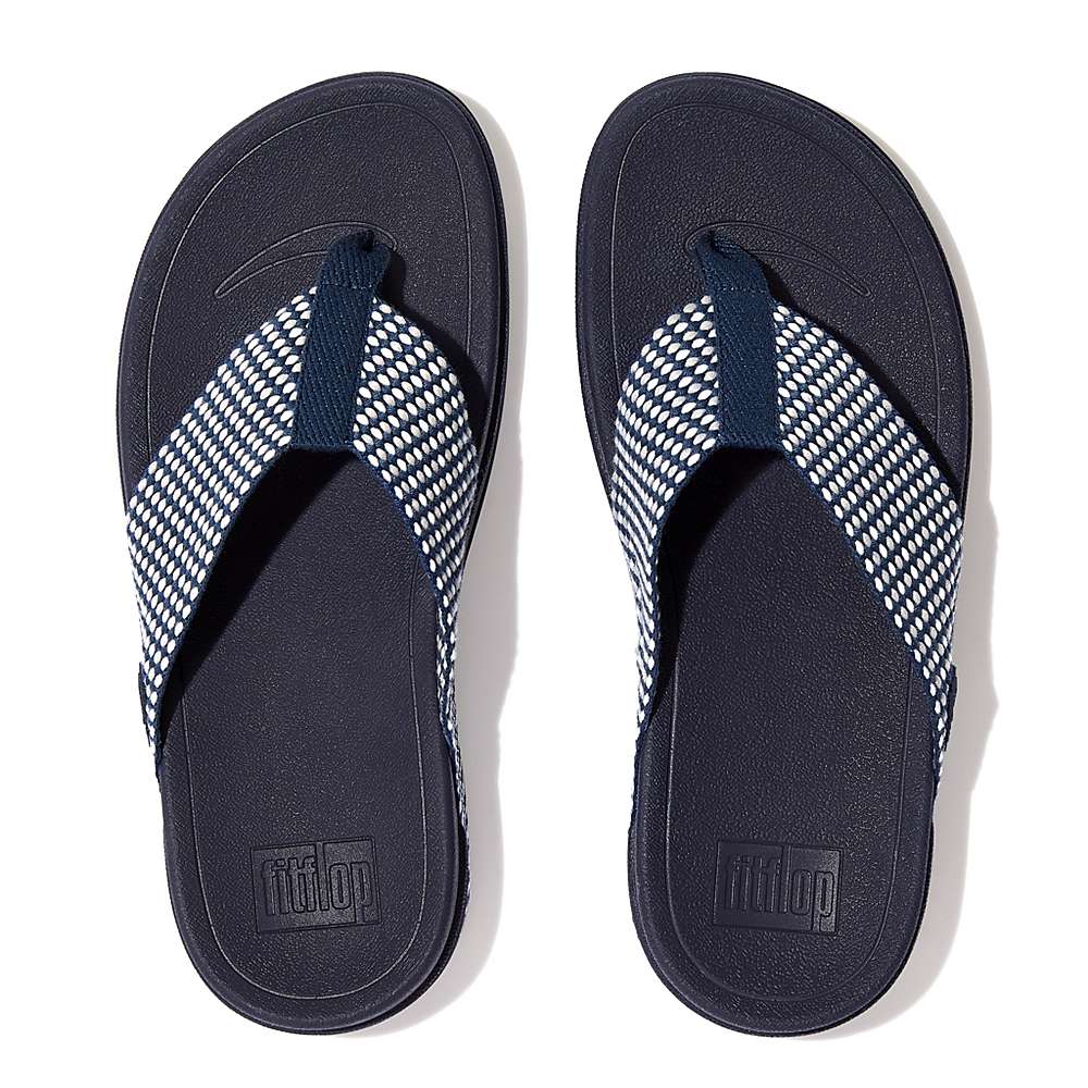 Women's Fitflop SURFA Webbing Toe-Post Sandals Navy | Ireland-28430