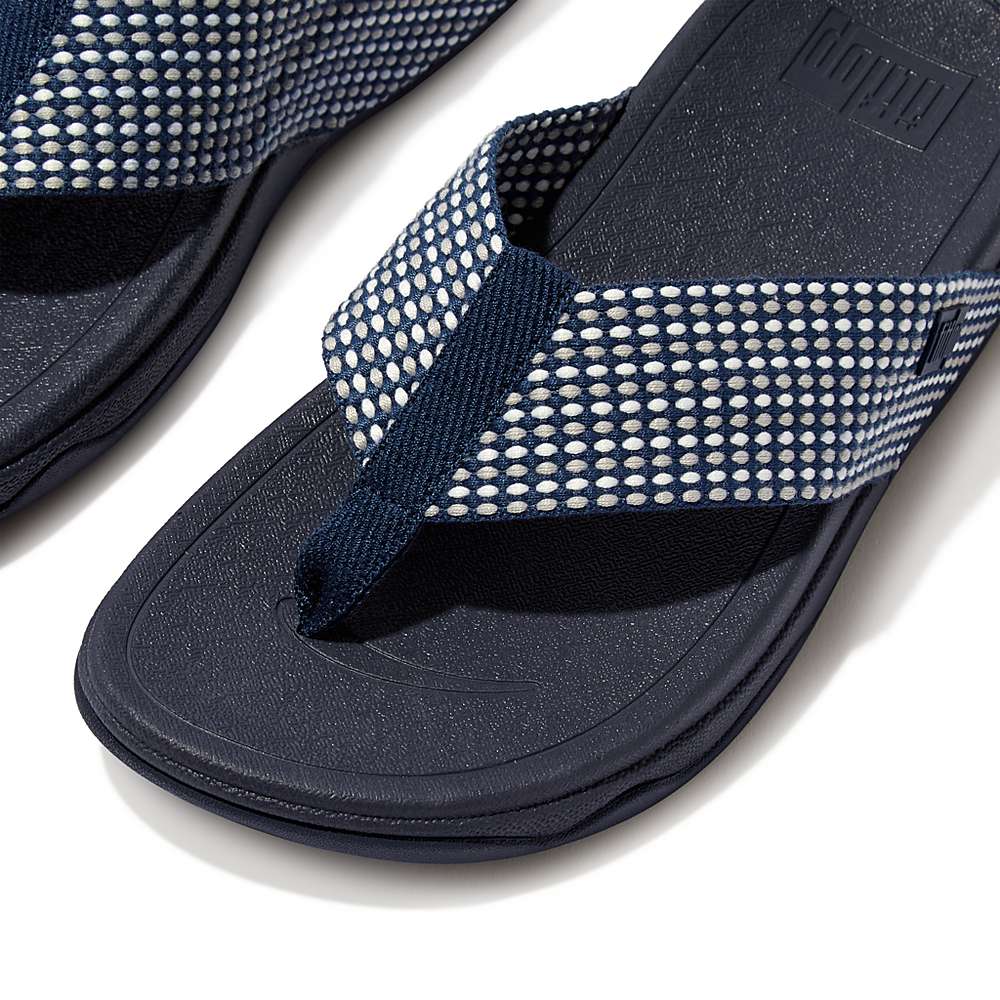 Women's Fitflop SURFA Webbing Toe-Post Sandals Navy | Ireland-28430