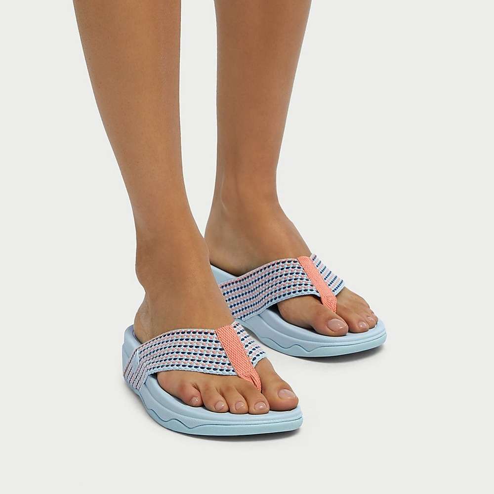 Women's Fitflop SURFA Webbing Toe-Post Sandals Blue | Ireland-40261