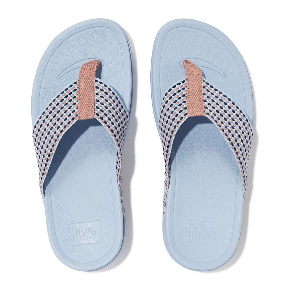 Women's Fitflop SURFA Webbing Toe-Post Sandals Blue | Ireland-40261