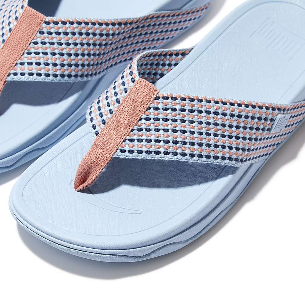 Women's Fitflop SURFA Webbing Toe-Post Sandals Blue | Ireland-40261