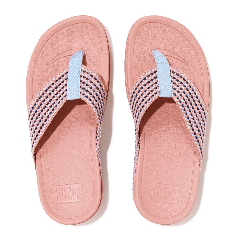 Women's Fitflop SURFA Webbing Toe-Post Sandals Pink | Ireland-85793