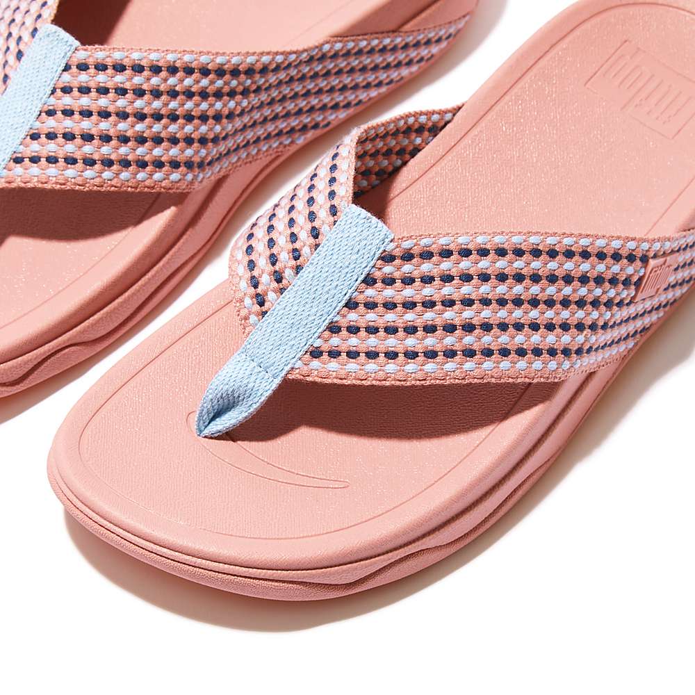 Women's Fitflop SURFA Webbing Toe-Post Sandals Pink | Ireland-85793