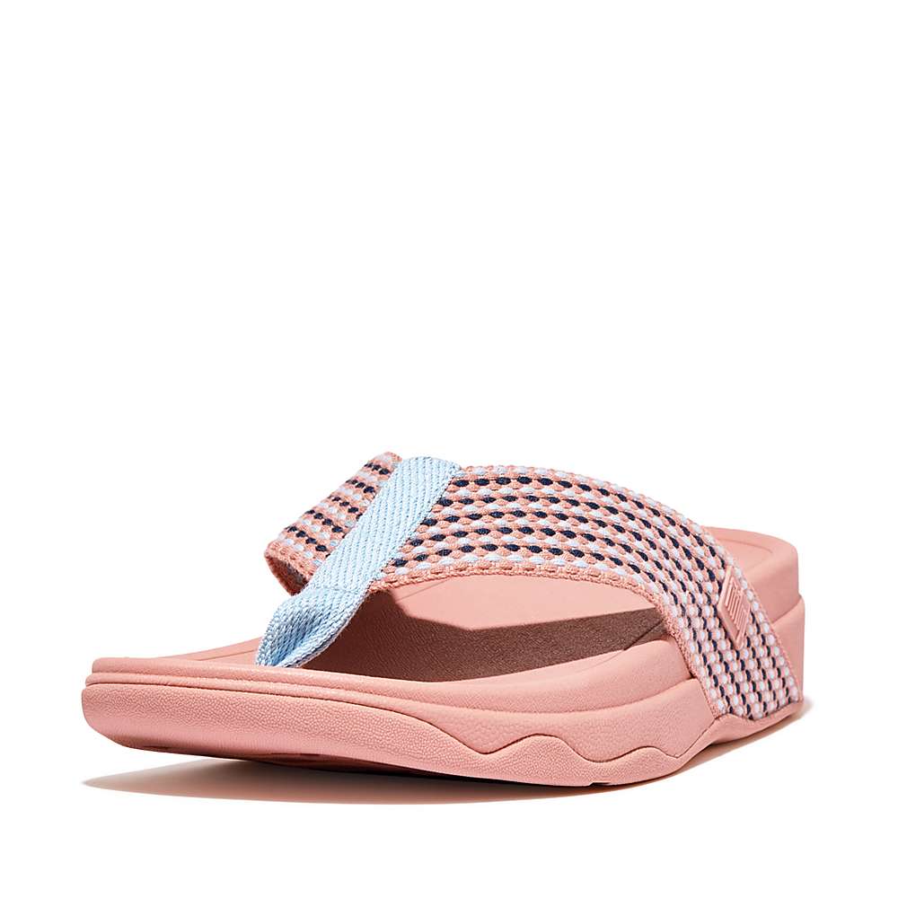 Women's Fitflop SURFA Webbing Toe-Post Sandals Pink | Ireland-85793