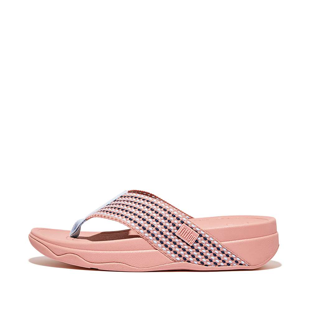 Women\'s Fitflop SURFA Webbing Toe-Post Sandals Pink | Ireland-85793